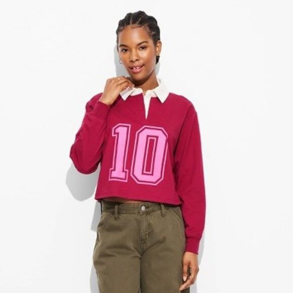 NEW WITH TAGS Mighty Fine Rugby Cropped Graphic Tee - Picture 1 of 2